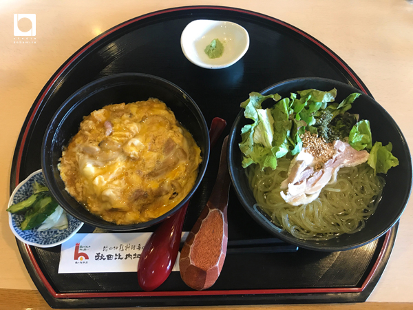 「比内地鶏や」親子丼と田沢湖冷麺セット（1,100円）