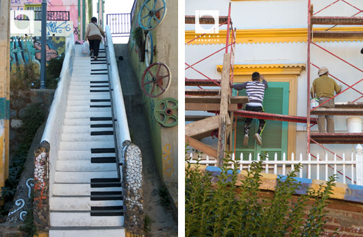 ピアノのように描かれた階段は日常に使われている